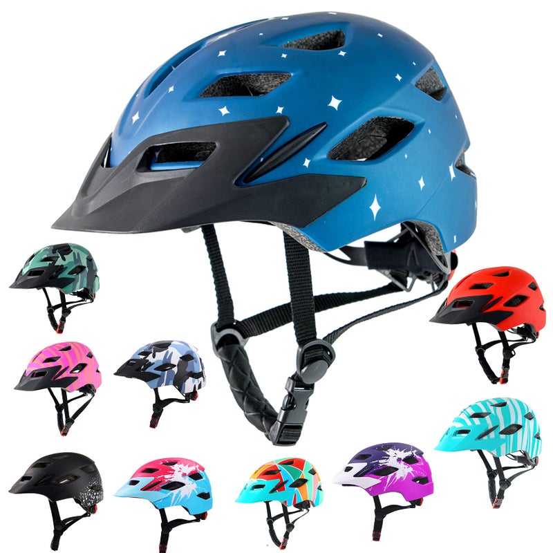 Bavilk Kids Bike Helmet,Bavilk Kids Boys Girls Bike Helmets with LED Light Detachable Visor Children Youth Teen Multi-Sport for Skating Cycling Scooter Skateboard Adjustable & Lightweight 19.7"-22.4" - Image 1